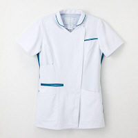 ナガイレーベン 女子上衣（衿つきスクラブ） 医療白衣 半袖 Tターコイズ LL LX-4072（取寄品）