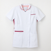 ナガイレーベン 女子上衣（衿つきスクラブ） 医療白衣 半袖 Tバーガンディ M LX-4072（取寄品）
