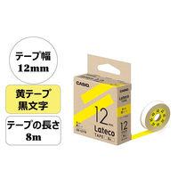 カシオ CASIO ラテコ 詰替え用テープ 幅12mm 黄ラベル 黒文字 8m巻 XB-12YW