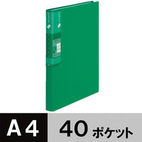 プラス　スーパーエコノミークリアーファイル+　固定式40ポケット　A4タテ　グリーン　緑　FC-504EL