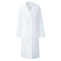 KAZEN レディス診察衣S型長袖（ドクターコート） 医療白衣 ホワイト シングル 4L 120-30（直送品）