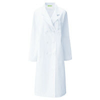 KAZEN レディス診察衣W型長袖（ドクターコート） 医療白衣 ホワイト ダブル S 125-30（直送品）