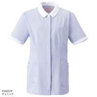 フォーク レディスチュニック 2002CR ブルー×ホワイト LL ナースジャケット 女子医務衣 医療白衣 1枚（直送品）