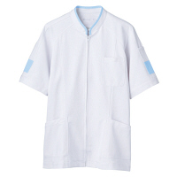 住商モンブラン ジャケット（メンズ・半袖） 医務衣 医療白衣 白/サックスブルー（水色） 3L 72-844（直送品）