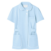住商モンブラン レディスジャケット（ナースジャケット） 医療白衣 半袖 サックスブルー（水色）/白 3L 73-1446（直送品）