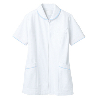 住商モンブラン ナースジャケット（半袖） 医療白衣 レディス 白/サックスブルー（水色） LL 73-1544（直送品）