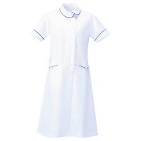 AITOZ（アイトス） アシンメトリーカラーワンピース ナースワンピース 医療白衣 半袖 ホワイト×ネイビー M 861114