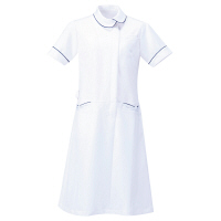 AITOZ（アイトス） アシンメトリーカラーワンピース ナースワンピース 医療白衣 半袖 ホワイト×ネイビー L 861114