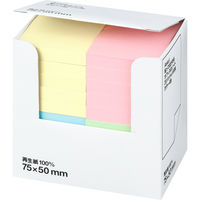 アスクル　ふせん　貼ってはがせるオフィスのノート　75×50mm　パステルカラー　4色セット　100冊（20冊入×5箱）  オリジナル