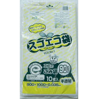 野添産業　スゴエコ袋　90L　半透明　厚さ35μ　3S2529035　1袋（10枚入）