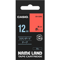 カシオ CASIO ネームランド テープ スタンダード 幅12mm 赤ラベル 黒文字 8m巻 XRー12RD