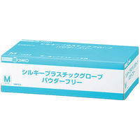 三興化学工業　シルキープラスチックグローブ　パウダーフリー　Mサイズ　226330　1箱（100枚入）（使い捨てグローブ）