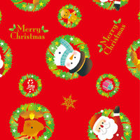 ササガワ 包装紙 リースサンタ赤 半才判 【クリスマス】 49-3001 1包（50枚）袋入（取寄品）