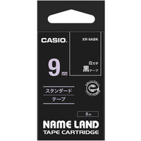 カシオ CASIO ネームランド テープ 白文字タイプ 幅9mm 黒ラベル 白文字 8m巻 XR-9ABK