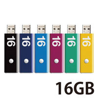 USBメモリ 16GB USB2.0 ノック式 セキュリティ機能対応 MF-APSU2A16GX6 エレコム 1パック（6色入） オリジナル