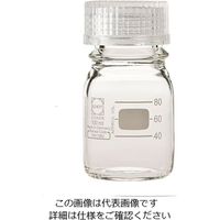 アズワン ねじ口瓶丸型白(デュラン(R)) 透明キャップ付 100mL 2-035-02 1本(1個)（直送品）