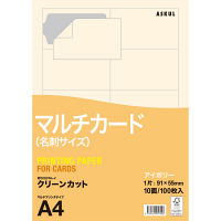 アスクル マルチカード（名刺サイズ） ミシン目なし クリーンカット 標準 アイボリー 1袋（100シート入）  オリジナル