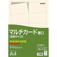 アスクル マルチカード（名刺サイズ） マイクロミシン 厚口 アイボリー 1箱（100シート入×5袋）  オリジナル