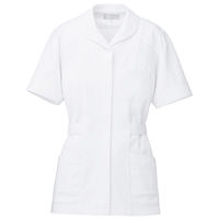 AITOZ（アイトス） パイピングチュニック（女性用） ナースジャケット 医療白衣 半袖 ホワイト LL 861368-01（直送品）