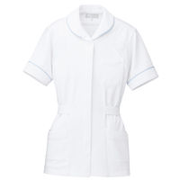 AITOZ（アイトス） パイピングチュニック（女性用） ナースジャケット 医療白衣 半袖 ホワイト×サックス L 861368-02（直送品）