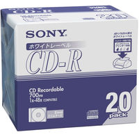 ソニー CDR 700MB プリント対応 スリムケース 20CDQ80DPWA 1パック（20枚入）