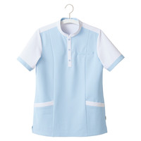 ヤギコーポレーション ユニフィット 介護ユニフォーム 半袖ケアシャツ ユニセックス UF8378 ブルー XXS 1枚（取寄品）