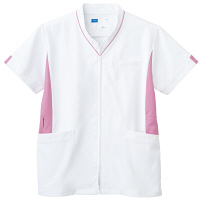 自重堂 男女兼用スクラブ WH12085 ホワイトピンク（ホワイト×ピンク）L 医療白衣 1枚（取寄品）
