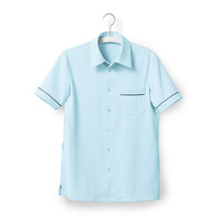 ヤギコーポレーション ユニフィット 介護ユニフォーム 半袖ニットシャツ ユニセックス UF8185 ブルー XS 1枚（取寄品）