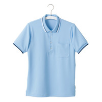 ヤギコーポレーション ユニフィット 介護ユニフォーム 半袖ポロシャツ ユニセックス UF8375 ブルー L 1枚（取寄品）