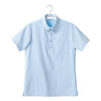 ヤギコーポレーション ユニフィット 介護ユニフォーム 半袖ケアシャツ ユニセックス UF8376 ブルー M 1枚（取寄品）