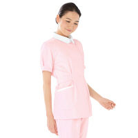 KAZEN レディスジャケット半袖 （ナースジャケット） 医療白衣 ピンク M 279-23（直送品）