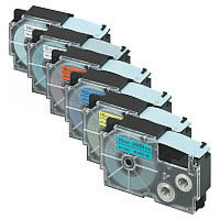 カシオ計算機 ネームランドテープ18MM（白透明黄緑赤青） 1パック（6色入） XR-TAPE-18C