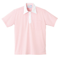 トンボ 介護ユニフォーム キラク 男女兼用ニットシャツ CR121 ピンク 4L 1枚（取寄品）