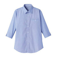 FACE MIX（フェイスミックス） ユニセックス 大きいサイズ 七分袖シャツ ブルー×ホワイト 3L（直送品）