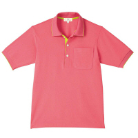 トンボ 介護ユニフォーム キラク 男女兼用ポロシャツ CR172 ピンク×ライム SS 1枚（取寄品）