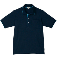 トンボ 介護ユニフォーム キラク 男女兼用ポロシャツ CR172 ネイビー×ブルー SS 1枚（取寄品）
