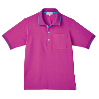 トンボ 介護ユニフォーム キラク 男女兼用ポロシャツ CR172 ラベンダーピンク×ブルー S 1枚（取寄品）