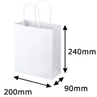 丸紐 クラフト紙手提袋ベーシック 200×240×90 白 1袋（50枚入）  オリジナル
