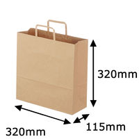 平紐 クラフト紙手提袋ベーシック320×320×115 茶 1袋（50枚入）  オリジナル