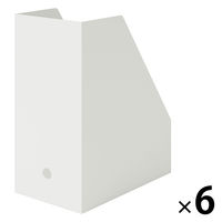 【まとめ買いセット】無印良品 ポリプロピレンスタンドファイルボックス ワイド A4用 ホワイトグレー 約幅15×奥行27.6×高さ31.8cm 6個 良品計画
