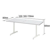 【組立設置込】プラス　Tレッグテーブル　ストレートタイプ　ホワイト　幅1700×奥行800×高さ695mm　1台（2梱包）　（取寄品）