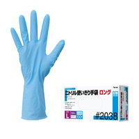 【使いきりニトリル手袋】 川西工業 ニトリル使いきり手袋ロング #2038BL 粉なし ブルー 1箱（100枚入）
