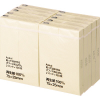 アスクル 付箋 ふせん 貼ってはがせるオフィスのふせん 75×25mm イエロー 黄色 20冊  オリジナル