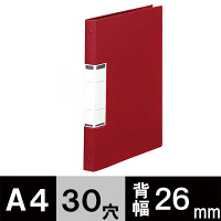 アスクル　クリアファイル　差し替え式　10冊　A4タテ背幅26mm　ユーロスタイル　レッド  オリジナル