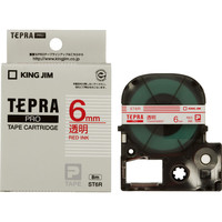 キングジム　テプラ　PROテープ　6mm　透明ラベル（赤文字）　1個　ST6R