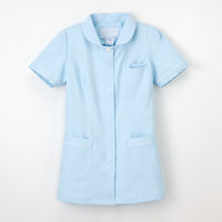 ナガイレーベン 女子上衣 ナースジャケット 医療白衣 半袖 ブルー S FT-4412（取寄品）