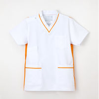 ナガイレーベン 男女兼用上衣（スクラブ） 医療白衣 半袖 Tオレンジ S FT-4492（取寄品）
