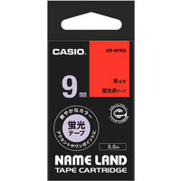 カシオ CASIO ネームランド テープ 蛍光色タイプ 幅9mm 蛍光赤ラベル 黒文字 5.5m巻 XRー9FRD