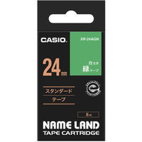 カシオ CASIO ネームランド テープ 白文字タイプ 幅24mm 緑ラベル 白文字 8m巻 XRー24AGN