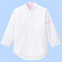 ボンマックス　コックシャツ（ユニセックス)　FB4515U　ホワイト×ピンク　M　（直送品）